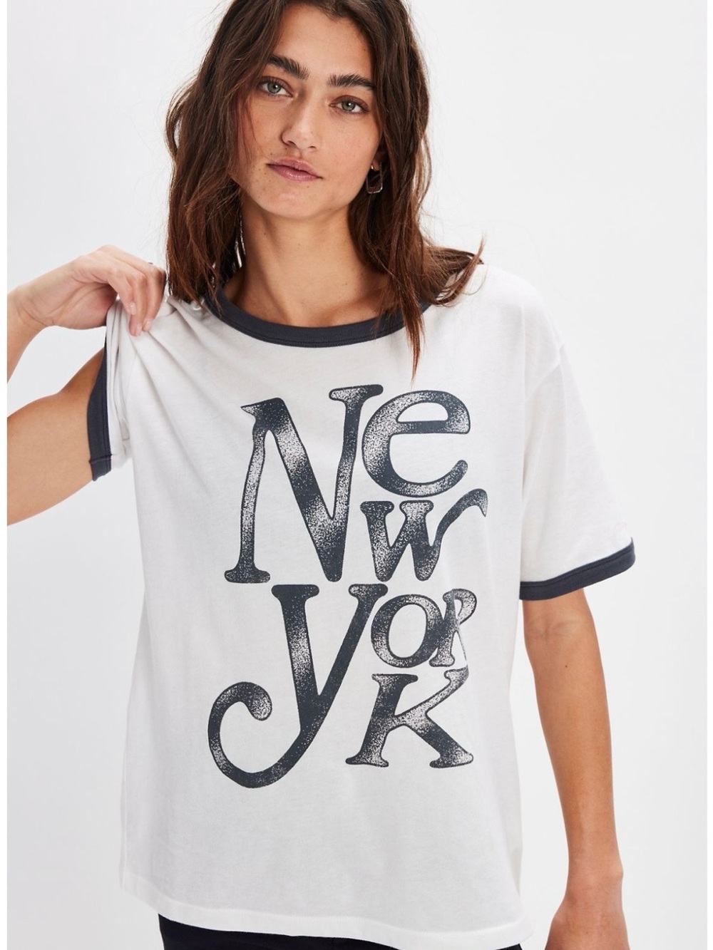 Classic White New York Ringer Tee size XS